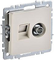 Розетка RJ45+TV Оконечная без рамки IEK Brite РТВ/РК12-БрКр 2-м. бежевый картинка